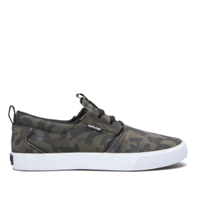 Supra Mens FLOW Camo/White Low Top Shoes | CA-62360